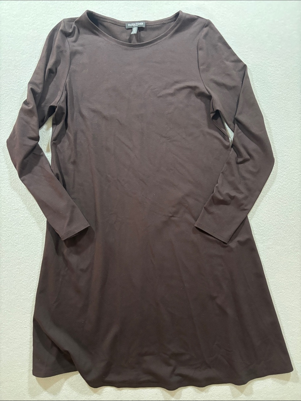 EILEEN FISHER espresso Brown Long-Sleeve A-Line Dress petite M